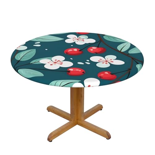 Tischdecke mit Kirschblütenblättern und elastischem Rand, Dehnbare Tischdecke mit Frühlingsblumenmuster für 45-50 Zoll große Tische, wasserdichter Schutz für Essenspartys im In Tischdecke mit Kirschblütenblättern und elastischem Rand, Dehnbare Tischdecke mit Frühlingsblumenmuster für 45-50 Zoll große Tische, wasserdichter Schutz für Essenspartys im In von Anceky