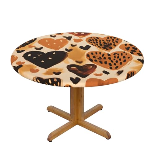 Tischdecke mit Leopardenmuster und elastischem Rand, Dehnbare Tischdecke mit Gepardenmuster und Herzmotiv für 45-50 Zoll große Tische, wasserdichter Schutz für Essenspartys im Tischdecke mit Leopardenmuster und elastischem Rand, Dehnbare Tischdecke mit Gepardenmuster und Herzmotiv für 45-50 Zoll große Tische, wasserdichter Schutz für Essenspartys im von Anceky