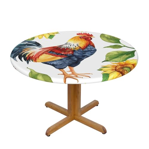 Tischdecke mit Sonnenblumen-Hühnchen und elastischem Rand, Dehnbare Tischdecke mit Blumenhahn für 45-50 Zoll große Tische, wasserdichter Schutz für Essenspartys im Innen- und A Tischdecke mit Sonnenblumen-Hühnchen und elastischem Rand, Dehnbare Tischdecke mit Blumenhahn für 45-50 Zoll große Tische, wasserdichter Schutz für Essenspartys im Innen- und A von Anceky