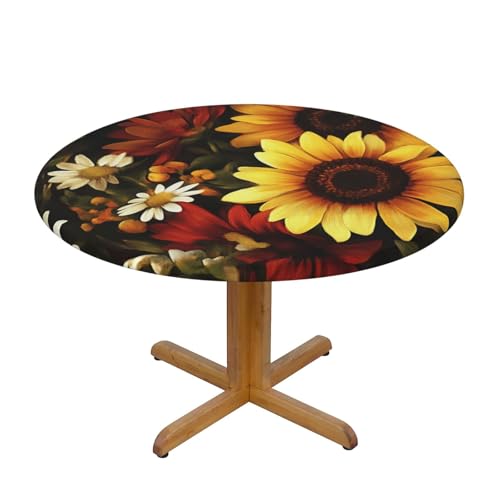 Tischdecke mit Sonnenblumen- und Gänseblümchenmotiv und elastischem Rand, Dehnbare Tischdecke mit Blumenmuster für 40-44 Zoll große Tische, wasserdichter Schutz für Essensparty Tischdecke mit Sonnenblumen- und Gänseblümchenmotiv und elastischem Rand, Dehnbare Tischdecke mit Blumenmuster für 40-44 Zoll große Tische, wasserdichter Schutz für Essensparty von Anceky