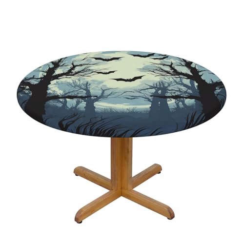Tischdecke mit Vollmond und elastischem Rand, Dehnbare Tischdecke mit Halloween-Fledermaus für 40-44 Zoll große Tische, wasserdichter Schutz für Essenspartys im Innen- und Auß Tischdecke mit Vollmond und elastischem Rand, Dehnbare Tischdecke mit Halloween-Fledermaus für 40-44 Zoll große Tische, wasserdichter Schutz für Essenspartys im Innen- und Auß von Anceky