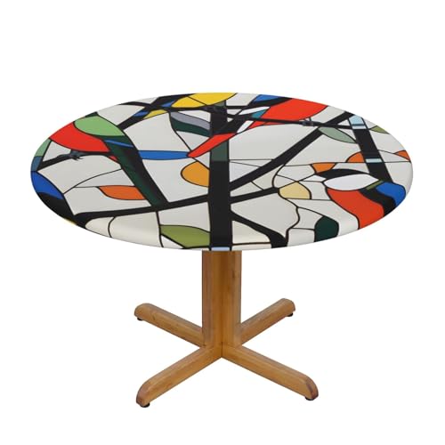 Tischdecke mit abstraktem Vogelmotiv und elastischem Rand, geometrisch, dehnbar, für 40–44 Zoll große Tische, wasserdichter Schutz für Essenspartys im Innen- und Außenbereich Tischdecke mit abstraktem Vogelmotiv und elastischem Rand, geometrisch, dehnbar, für 40–44 Zoll große Tische, wasserdichter Schutz für Essenspartys im Innen- und Außenbereich von Anceky