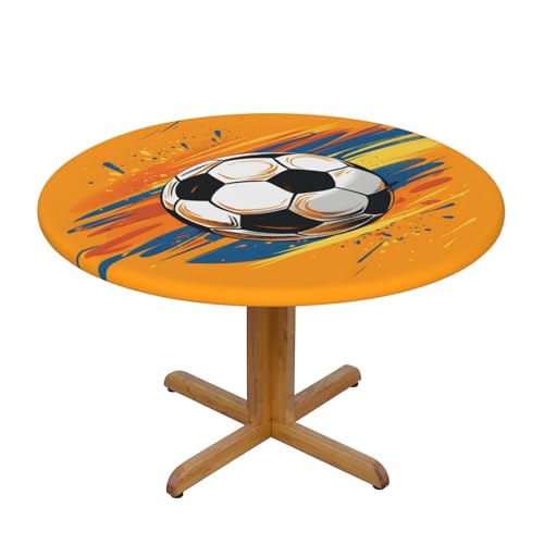 Tischdecke mit elastischem Rand, Aquarell-Fußball, Dehnbare Tischdecke für 40-44 Zoll große Tische, wasserdichter Schutz für Essenspartys im Innen- und Außenbereich Tischdecke mit elastischem Rand, Aquarell-Fußball, Dehnbare Tischdecke für 40-44 Zoll große Tische, wasserdichter Schutz für Essenspartys im Innen- und Außenbereich von Anceky