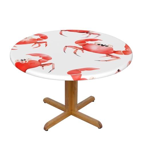 Tischdecke mit elastischem Rand und Krabbenmotiv, Dehnbare Tischdecke mit Aquarellmotiv für 40-44 Zoll große Tische, wasserdichter Schutz für Essenspartys im Innen- und Außenbe Tischdecke mit elastischem Rand und Krabbenmotiv, Dehnbare Tischdecke mit Aquarellmotiv für 40-44 Zoll große Tische, wasserdichter Schutz für Essenspartys im Innen- und Außenbe von Anceky