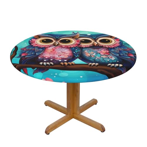 Tischdecke mit niedlicher Eule und Rose, mit elastischem Rand, Dehnbare Tischdecke mit Blumen und Vögeln für 45-50 Zoll große Tische, wasserdichter Schutz für Essenspartys im I Tischdecke mit niedlicher Eule und Rose, mit elastischem Rand, Dehnbare Tischdecke mit Blumen und Vögeln für 45-50 Zoll große Tische, wasserdichter Schutz für Essenspartys im I von Anceky
