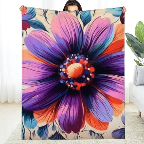 Wendbare Flanelldecke, weiche, warme, geblümte blau-Violette Decke für Sofa, Reisen, Camping, Bett, Mehrzweckgeschenk für alle Jahreszeiten, 127 x 152 cm Wendbare Flanelldecke, weiche, warme, geblümte blau-Violette Decke für Sofa, Reisen, Camping, Bett, Mehrzweckgeschenk für alle Jahreszeiten, 127 x 152 cm von Anceky