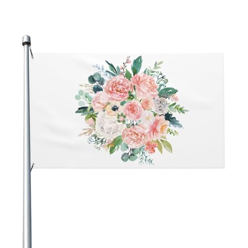 Whitepeony S für draußen, 3 x 5 Flagge, doppelseitig, Bannerflaggen für Zimmer, Gartendekoration für draußen, Partyzubehör, Wanddekoration, Hintergrund für draußen, drinnen, Haus, Garten, Rasen, Garag von Anceky