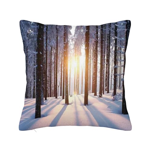 Winterdekor-Kissenbezüge, idyllische Landschaft mit Sonnenuntergängen, weiche, doppelseitige Couch-Kissenbezüge aus Plüsch für Kissen, Sofa, Wohnzimmer, Heimdekoration, Braun-Weiß, 55,9 x 55,9 cm Winterdekor-Kissenbezüge, idyllische Landschaft mit Sonnenuntergängen, weiche, doppelseitige Couch-Kissenbezüge aus Plüsch für Kissen, Sofa, Wohnzimmer, Heimdekoration, Braun-Weiß, 55,9 x 55,9 cm von Anceky