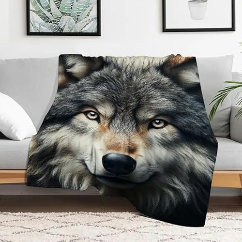 Wolf-Flanelldecke, weiches, warmes Mikrofaser-Polyester, Mehrzweck-Geschenkdecke für Sofa, Reisen, Camping, Bett, Stuhl, 127 x 152 cm Wolf-Flanelldecke, weiches, warmes Mikrofaser-Polyester, Mehrzweck-Geschenkdecke für Sofa, Reisen, Camping, Bett, Stuhl, 127 x 152 cm von Anceky