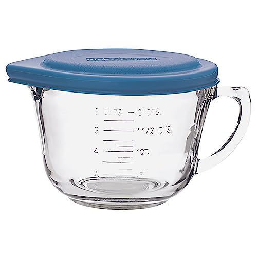 Anchor Hocking Teigschüssel, 2 Quart Glas-Rührschüssel mit blauem Deckel von Anchor Hocking