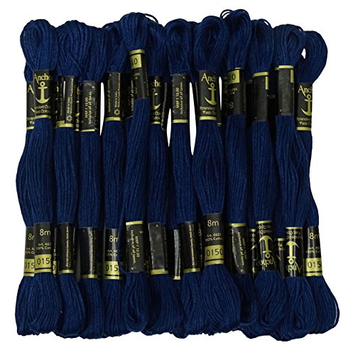 Anchor 25 x Kreuzstichhandstickerei Floss Stranded Baumwollfaden Skeins-Marine-Blau von Anchor