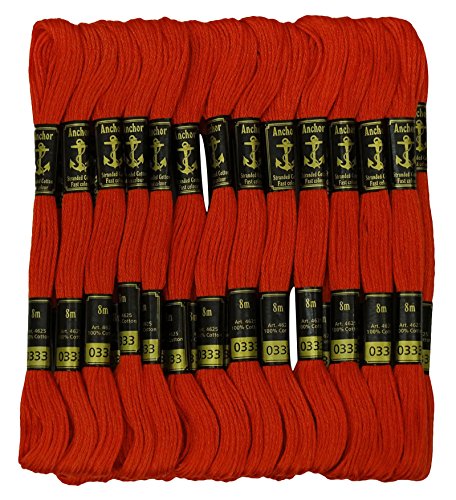 25 x Anchor Stranded Baumwollfaden Hand-Kreuz-Stich Nuhen Stickerei Floss Skeins-Rot von Anchor