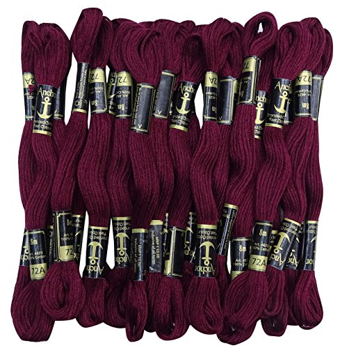 ANCHOR 25 x Stranded Baumwollkreuz-Heftung Hand Stickgarn Floss Skeins-Plum von IBA Indianbeautifulart