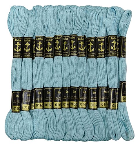 Anchor 25 x Stranded Baumwollkreuz-Heftung Hand Stickgarn Floss Skeins-Light Blue von Anchor