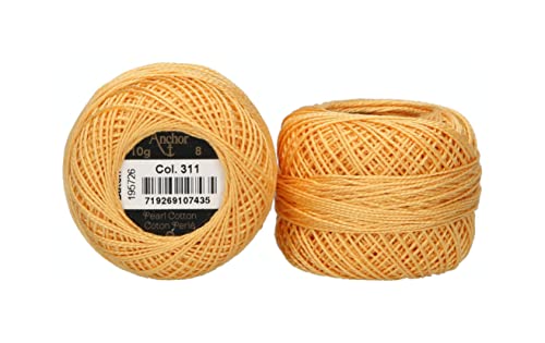 Anchor 4591008-00311 Stickgarne, 100% Baumwolle, apricot hell, Stärke 8, 82m, 16 Gramm von Anchor