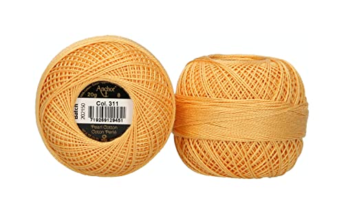 Anchor 4593008-00311 Stickgarne, 100% Baumwolle, apricot hell, Stärke 8, 164m, 31 Gramm von Anchor