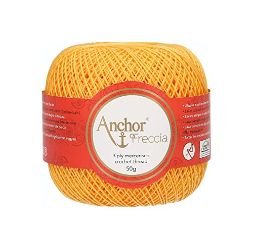 Anchor Freccia Stärke 12 4771012-00302 gelb Häkelgarn, 100 % Baumwolle von Anchor