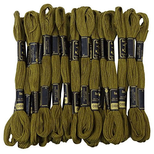 ANCHOR Hand Cross Stitch Stranded Baumwolle Stickgarn Floss Packung mit 25 Skeins-Olivgrun von ANCHOR