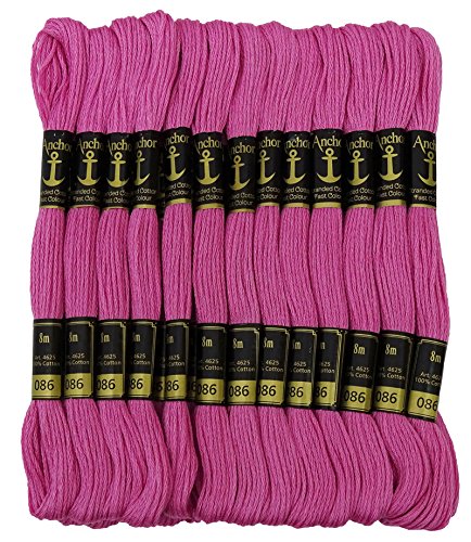 Anchor Hand Cross Stitch Stranded Baumwolle Stickgarn Floss Packung mit 25 Skeins-Rosa von Anchor