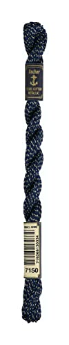 Anchor Stickgarne, 89% Baumwolle, 11% Metallised Polyester, blau Gold, Stärke 5, 5 g, 7 von Anchor