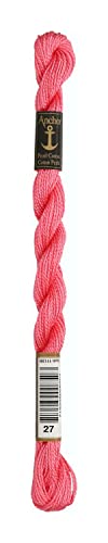 Anchor Perlgarn Stärke 5 4585000-00027 rosa Stickgarn, 100 % Baumwolle, 5g Strängchen von Anchor