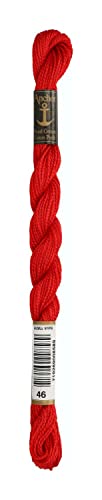 Anchor Perlgarn Stärke 5 4585000-00046 rot Stickgarn, 100 % Baumwolle, 5g Strängchen von Anchor