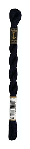 Anchor Perlgarn Stärke 5 4585000-00152 blauschwarz Stickgarn, 100 % Baumwolle, 5g Strängchen von Anchor