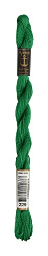 Anchor Perlgarn Stärke 5 4585000-00229 dunkelgrün Stickgarn, 100 % Baumwolle, 5g Strängchen von Anchor