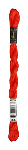 Anchor Perlgarn Stärke 5 4585000-00335 tomatenrot Stickgarn, 100 % Baumwolle, 5g Strängchen von Anchor