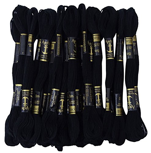 Anchor Stranded Baumwollfaden Floss-Kreuz-Stich Handstickerei Packung mit 25 Skeins-Black von Anchor