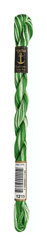 Anchor 4585000-01215 Stickgarne, 100% Baumwolle, grasgrün ombre, Stärke 5, 21m, 7 Gramm von Anchor