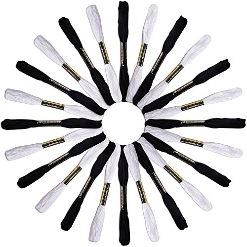 Stickgarn mit Stickgarn von Ankern, Baumwolle, 12 Stück, Schwarz + 12 Weiß von Anchor