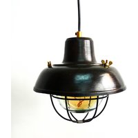 Kleine Vintage-Pendelleuchte Im Industriestil Aus Patiniertem Stahl Mit Lampenschirm von Anciellitude
