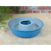 Blaue Emaille Form, Backform, Kuchenform, Puddingform - Dänisch Blau, Emailleware Vintage Landhaus Küche 50Er Jahre von AnciennesValeurs