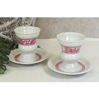 Vintage Rüdesheimer Kaffee - Tasse Mit Untertasse Heinrich Porzellan Kaffee-Becher Asbach Uralt Rüdesheim Pharisäer 2Er Set von AnciennesValeurs