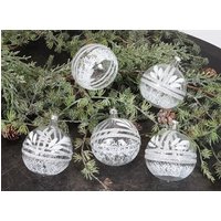 Weihnachtsschmuck Aus Glas - 5 Weihnachtskugeln, Ornamente 80Er Jahre von AnciennesValeurs