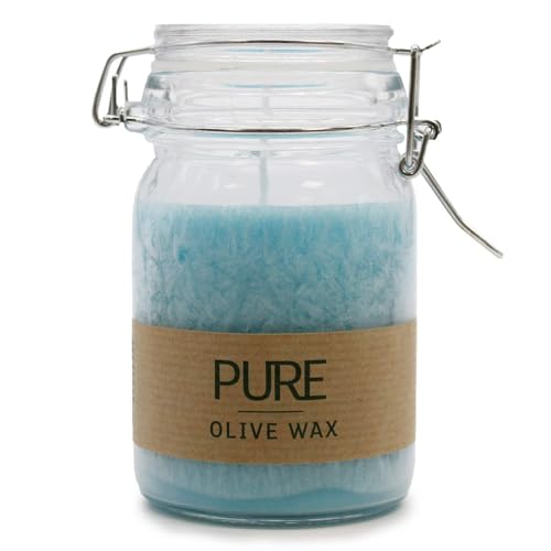 Pure Olive Duftkerze im Glas 120x70 - Türkis | handgefertigte vegane langanhaltende Kerze | Made in Germany von Ancient Wisdom
