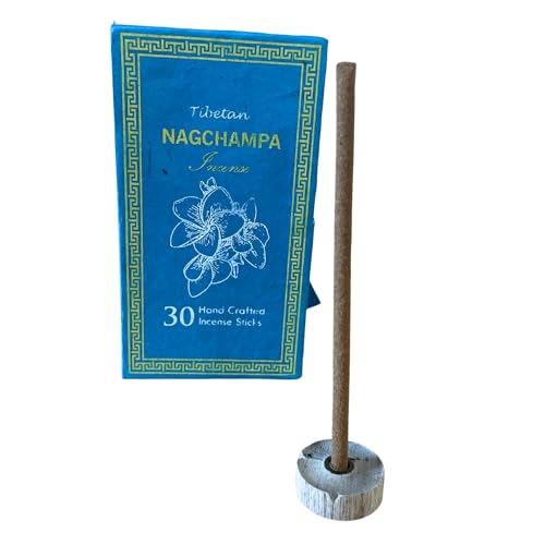 Sughandit Dhoop Räucherset Himalaya - Geschenkset Tibetischer Räucherstäbchen - 100% natürlich - 30 Riegel in Box mit Räucherstäbchenhalter (Nag Champa) von Ancient Wisdom