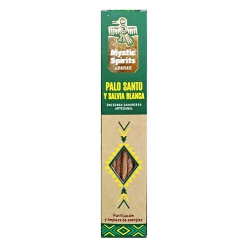 Weihrauch Handwerk Sahumerio Mystic Spirits Aromas Made in Indien - 8 Stäbe (Heiliger Palo und Weißer Salbei - Reinigung) von Ancient Wisdom