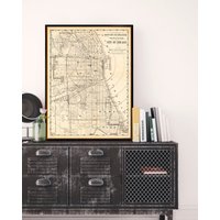 Chicago Karte - Alte Von in Sepia-Tönen, Große Auf Papier Oder Leinwand von AncientShades