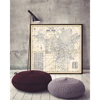 Vintage Karte Von San Jose - Alte Mit Schönem Patinadruck Auf Feinem Gestrichenem Papier Oder Matter Leinwand von AncientShades