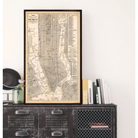 stadtplan Von New York City Mit Wunderschöner Antiker Patina - Großer City, Print Auf Papier Oder Leinwand von AncientShades