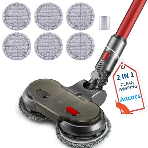 Ancocs Wischaufsatz für Dyson V15 V11 V10 V8 V7, Bürste Ersatzteile für Dyson Staubsauger mit Wassertank und 6 Wischmopps, Wischen-Saugen 2 in 1 Elektrische Wischmop für Dyson Animal Absolute Fluffy von Ancocs