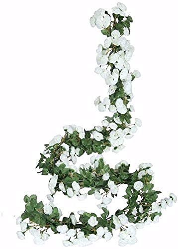 Ancokig Blumengirlande Gefälschte Rose Vine 4pcs Künstliche Blumen Hängende Rose Efeu Hängende Körbe Hochzeit Bogen Garten Hintergrund Dekor (Weiß) von Ancokig