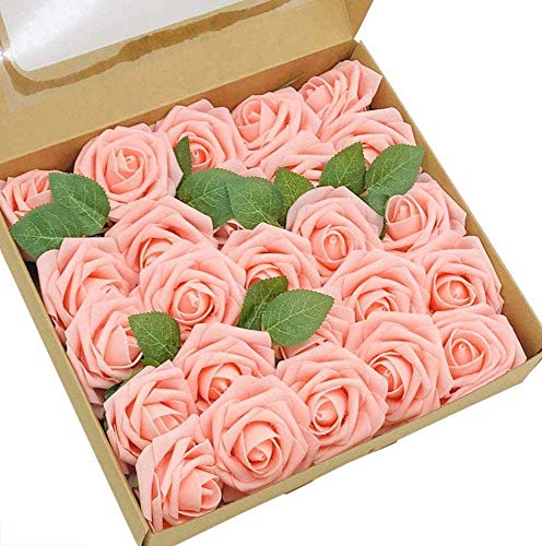 Ancokig Künstliche 25 Stück Rosen Blumen Schaumrosen Foamrosen Kunstblumen Rosenköpfe Gefälschte Kunstrose Rose für Hochzeit Blumensträuße Braut Zuhause Dekoration (Hell Rosa,25 Stück) von Ancokig