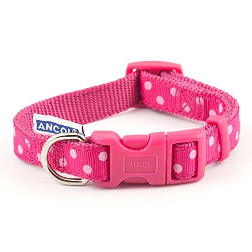 Ancol Genuss Vintage Polka Nylon verstellbares Halsband,20-30 cm, Himbeere / Rosa von Ancol