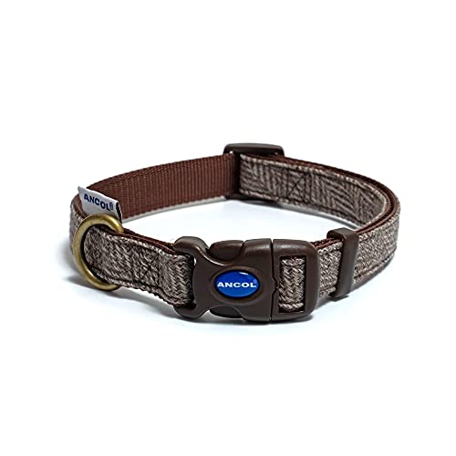 Ancol Country Hundehalsband mit Fischgrätenmuster, verstellbar, brauner Nylonboden mit Schnappverschluss, langlebig, bequem, Welpenhalsband, Größe L 45–70 cm Ancol Country Hundehalsband mit Fischgrätenmuster, verstellbar, brauner Nylonboden mit Schnappverschluss, langlebig, bequem, Welpenhalsband, Größe L 45–70 cm von Ancol