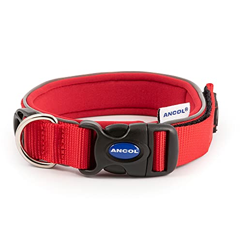 Ancol Extreme Ultra Gepolstertes, wetterfestes Hundehalsband, rot, strapazierfähig, reflektierend, Trainingshalsband für Hunde und Welpen, verstellbar, bequeme Passform, für Halsumfang 26–36 cm, Größe Ancol Extreme Ultra Gepolstertes, wetterfestes Hundehalsband, rot, strapazierfähig, reflektierend, Trainingshalsband für Hunde und Welpen, verstellbar, bequeme Passform, für Halsumfang 26–36 cm, Größe von Ancol