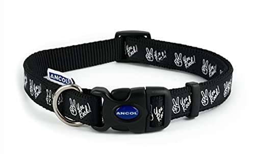 Ancol Gemusterte Kollektion You Rock Halsband, Größe 30-50 cm, Schwarz und Weiß von Ancol