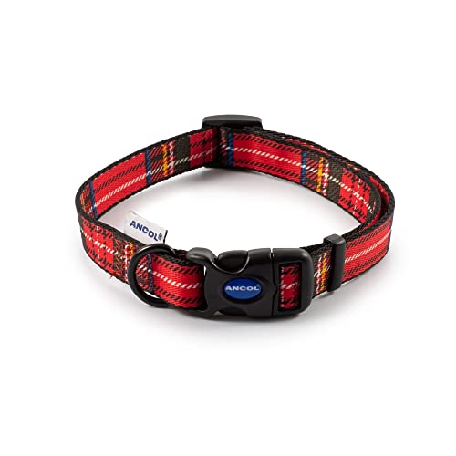 Ancol Verstellbares Nylon-Hundehalsband, rot, weiches Polyester, Bedruckt, langlebig, bequem, für Haustiere, Welpen, Halsband-Befestigungen – 30–50 cm von Ancol